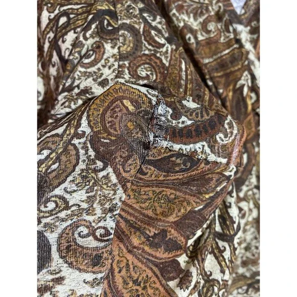 Vtg Bohemian Babydoll Top 18/20 90's Y2K Brown Paisley Fall Prairie Hippie USA - Picture 6 of 13